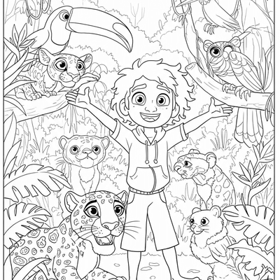 A coloring page for the Antonio's Animal Friends category