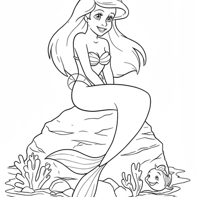 A coloring page for the Ariel Simple category