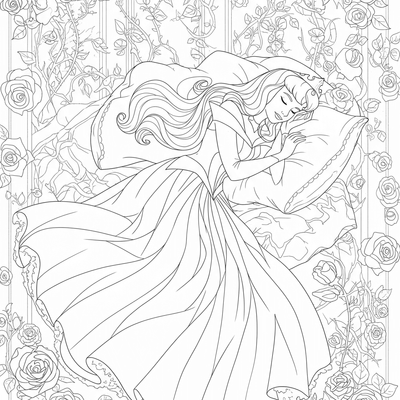 A coloring page for the Aurora Sleeping Beauty category