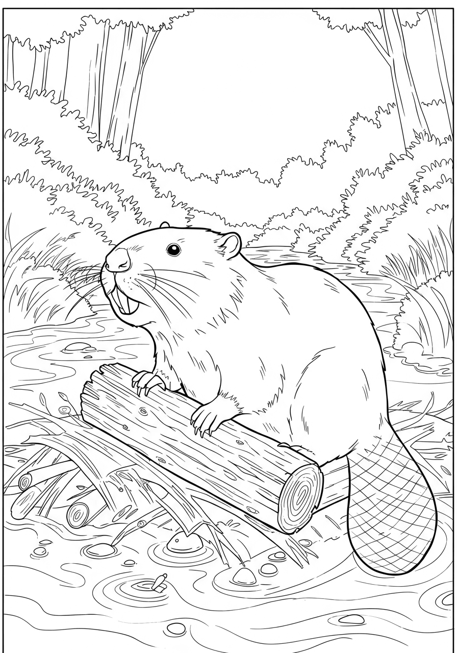 Beaver building dam