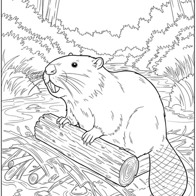 A coloring page for the Busy Beaver Dam Building category