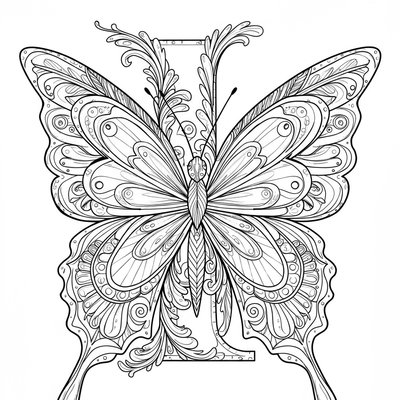 A coloring page for the Butterfly Alphabet Letter category