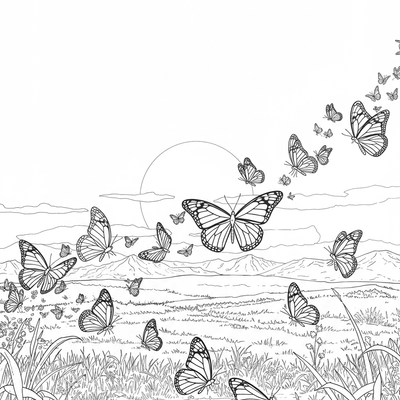 A coloring page for the Butterfly Migration category
