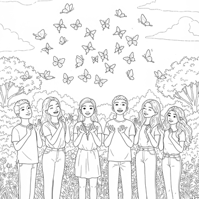 A coloring page for the Butterfly Release Ceremony category