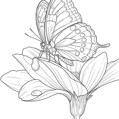 A coloring page for the Butterfly and Dewdrop category