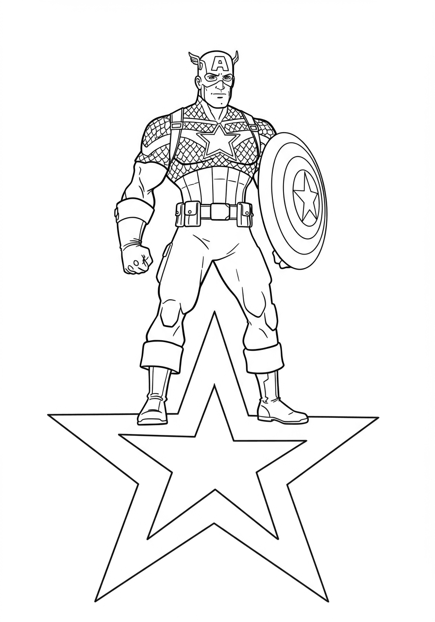 Captain America standing on star simple