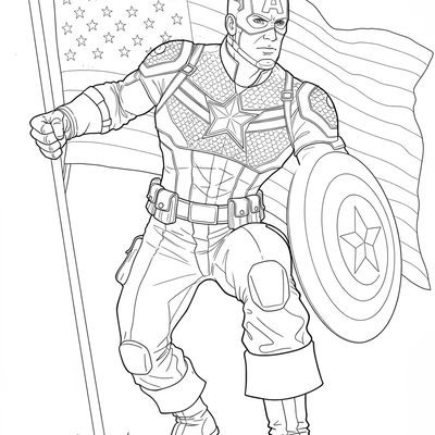 A coloring page for the Captain America Patriot category