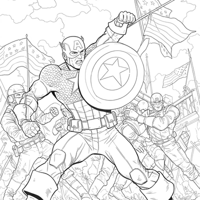A coloring page for the Captain America category