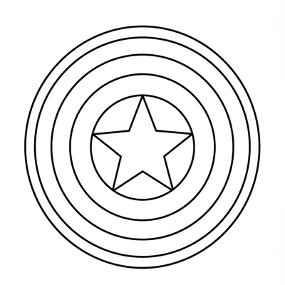 A coloring page for the Captain America Shield Simple category