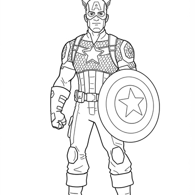 A coloring page for the Captain America Standing Simple category