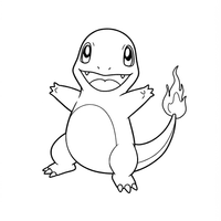 A coloring page of Charmander