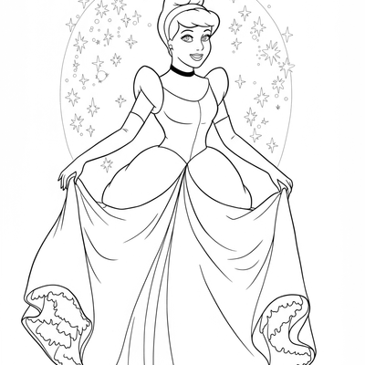 A coloring page for the Cinderella Simple category