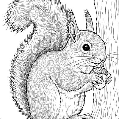 A coloring page for the Curious Squirrel Gathering Nuts category