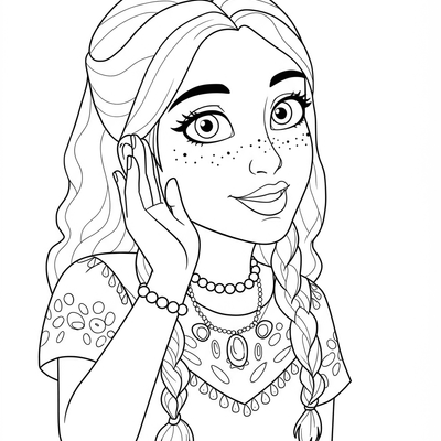 A coloring page for the Dolores Simple Pose category