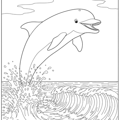 A coloring page for the Dolphin Playful Jump category