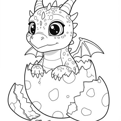 A coloring page for the Dragon Hatchling Cute category