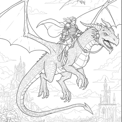 A coloring page for the Dragon Rider Brave category