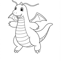 A coloring page of Dragonite