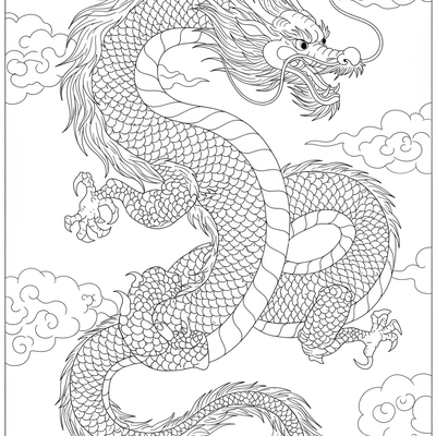 A coloring page for the Eastern Dragon Serene category