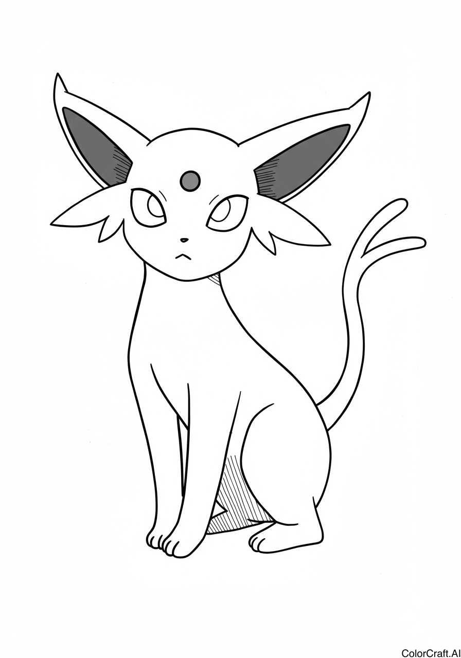 A coloring page of Espeon