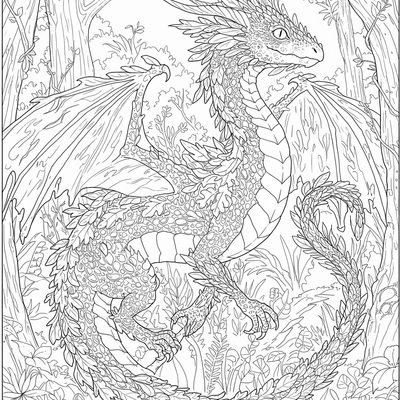 A coloring page for the Forest Dragon Camouflage category