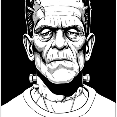 A coloring page for the Frankenstein's Monster Portrait category