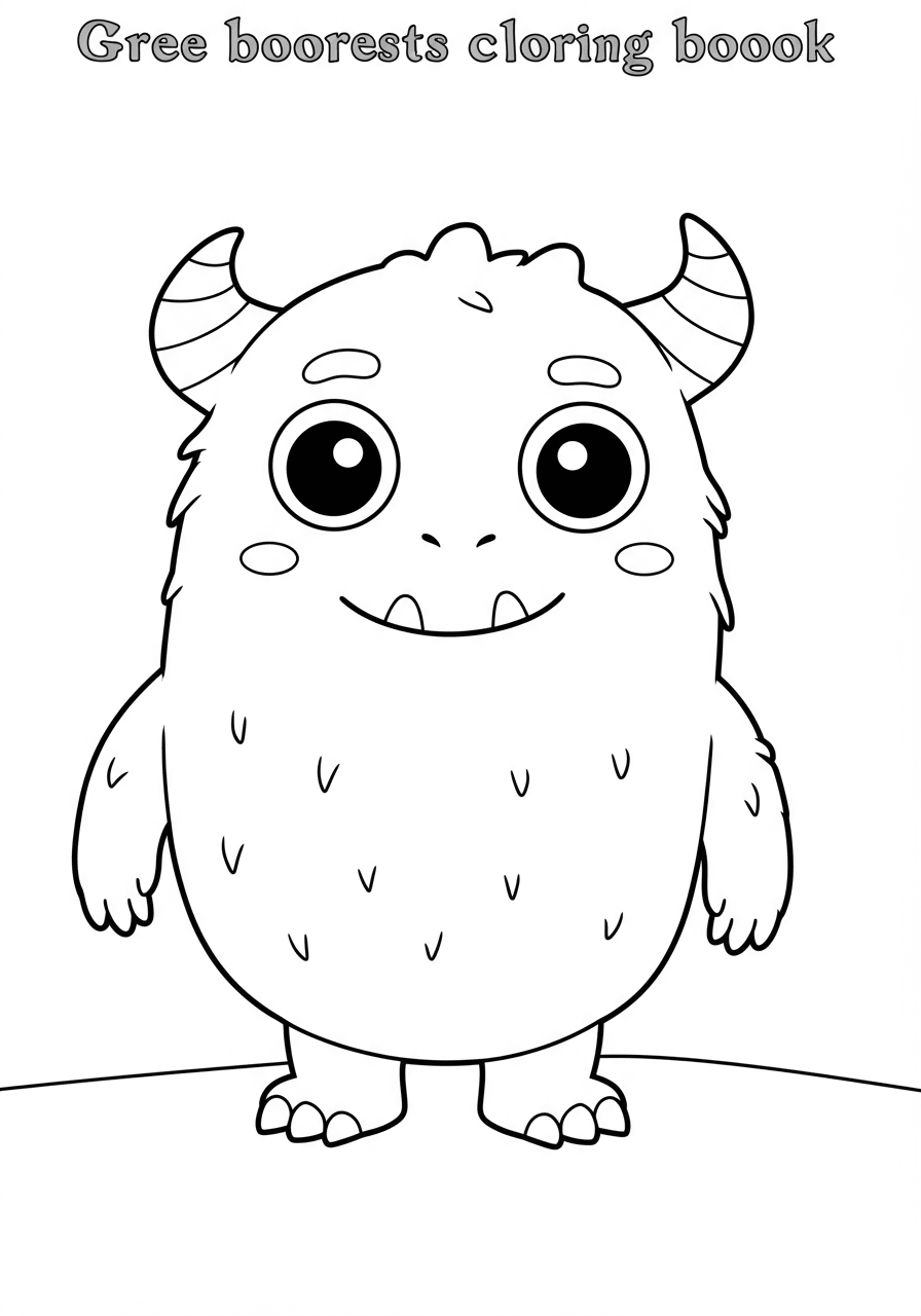 Friendly green monster with horns