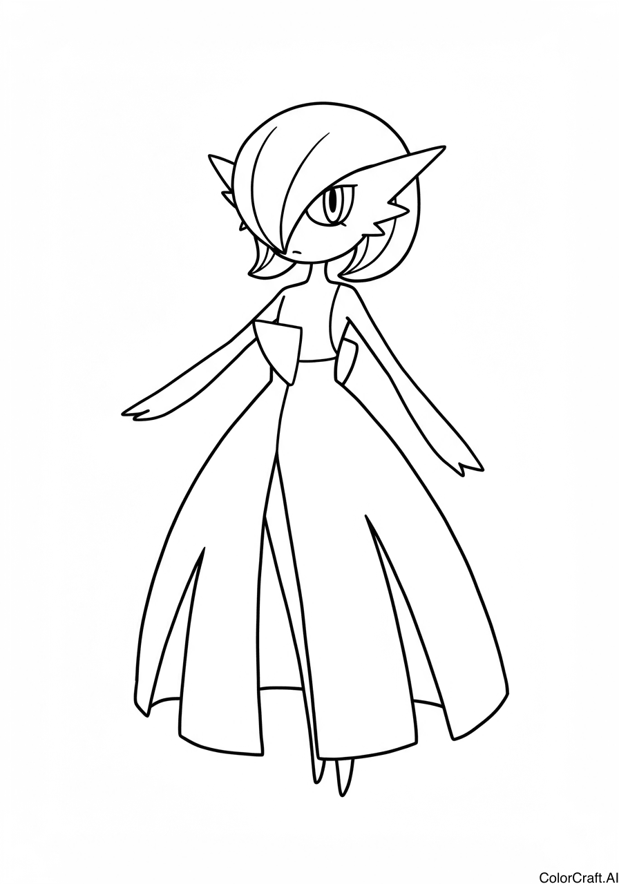 A coloring page of Gardevoir