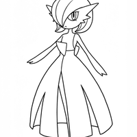 A coloring page of Gardevoir