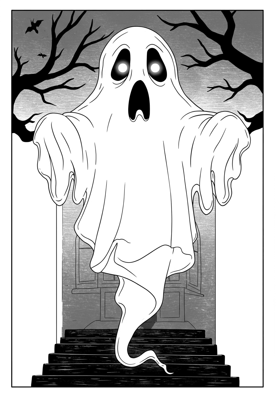 Ghostly apparition in mansion