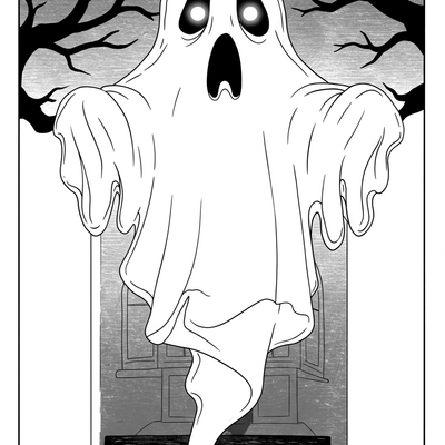 A coloring page for the Ghostly Apparition category