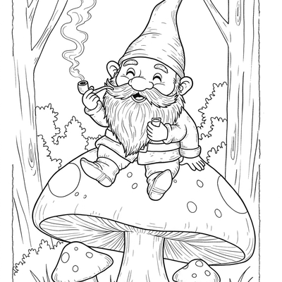 A coloring page for the Gnome on Mushroom category