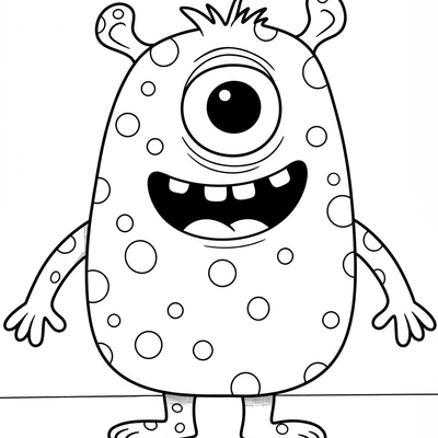 A coloring page for the Goofy One-Eyed Monster category