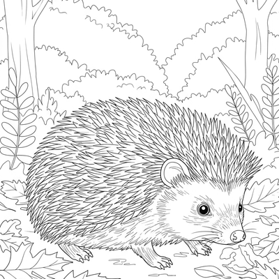 A coloring page for the Hedgehog Foraging category