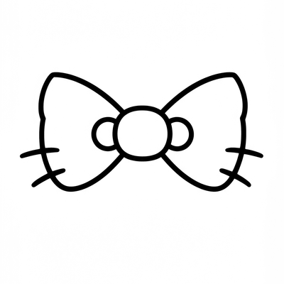 A coloring page for the Hello Kitty Bow Simple category