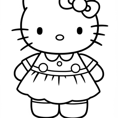 A coloring page for the Hello Kitty Doll Simple category