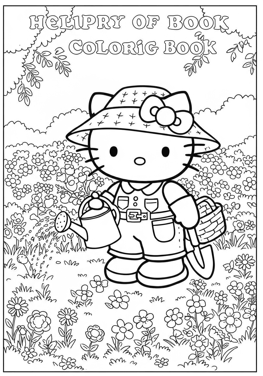 Hello Kitty as gardener