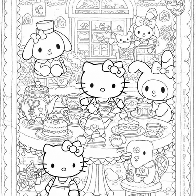 A coloring page for the Hello Kitty category