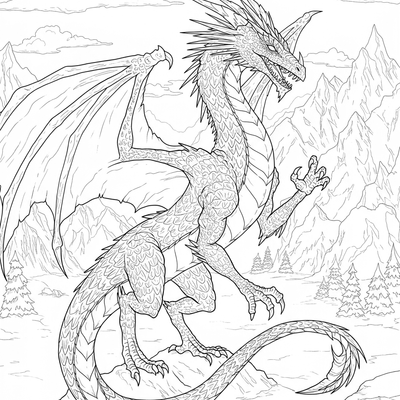 A coloring page for the Ice Dragon Frozen category