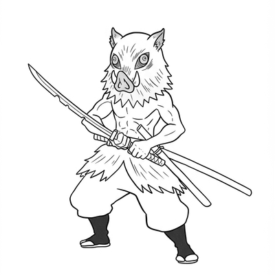 A coloring page for the Inosuke Hashibira Simple category