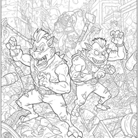 A coloring page for the Intricate Bebop and Rocksteady category