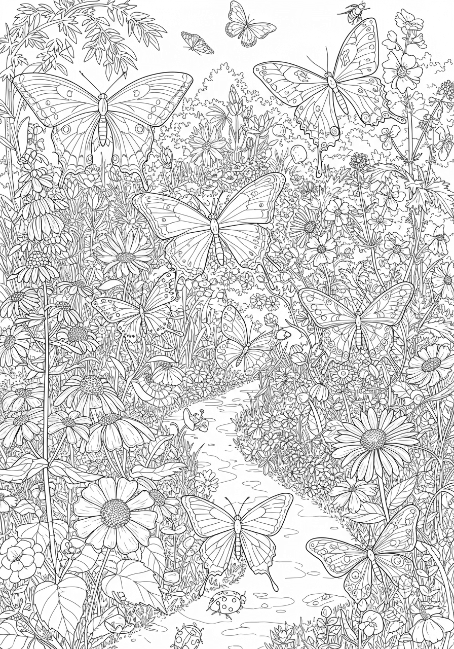 Intricate butterfly garden ecosystem