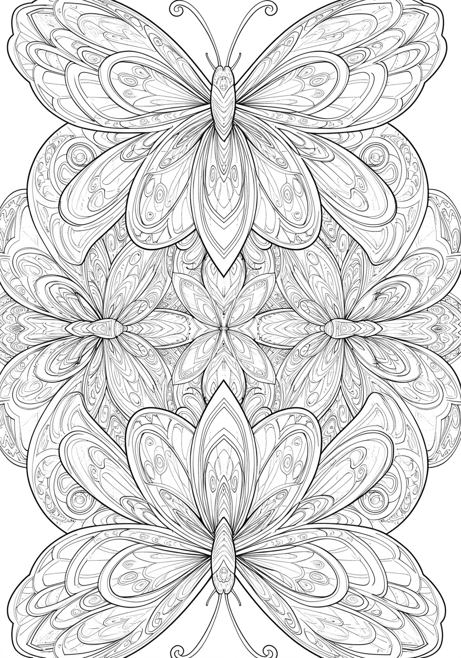 Intricate butterfly kaleidoscope mandalas