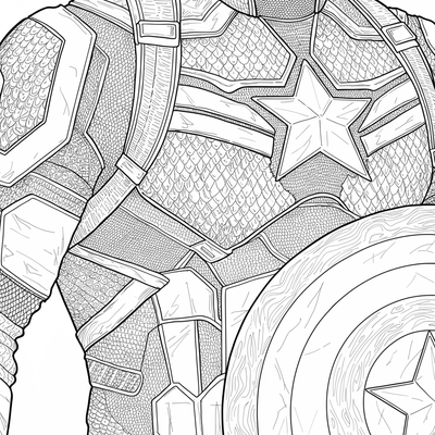 A coloring page for the Intricate Captain America Armor category