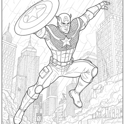 A coloring page for the Captain America Epic Leap category