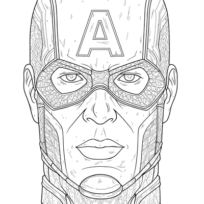 A coloring page for the Captain America Iconic Helmet category