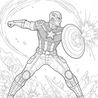 A coloring page for the Captain America Shield Throw category