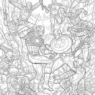 A coloring page for the Captain America vs. Hydra Agents category