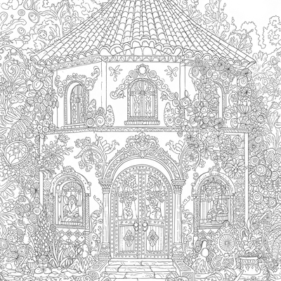A coloring page for the Intricate Casita Architecture category