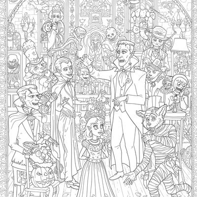 A coloring page for the Classic Monster Mash category